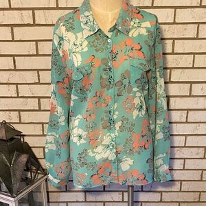 i jeans by Buffalo Floral Blouse - Teal and Coral